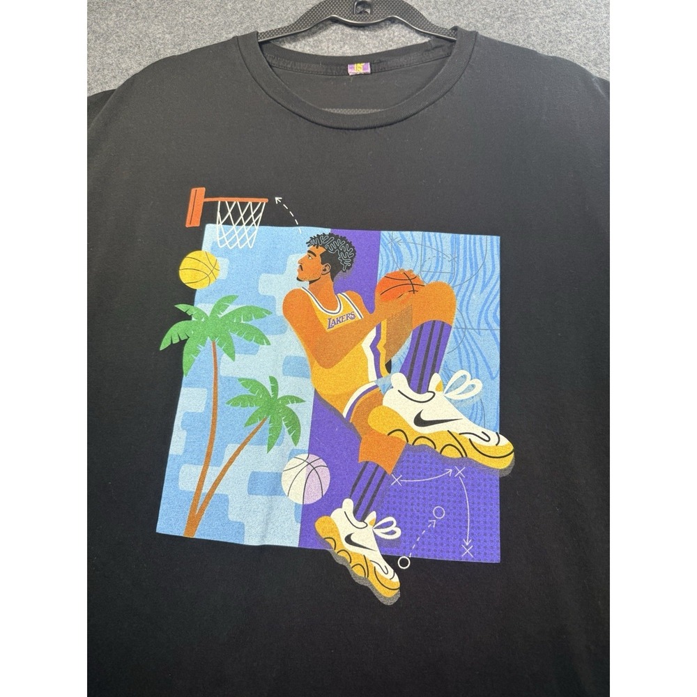 Los Angeles Lakers Graphic T Shirt NBA Basketball Black Tee Size XL
